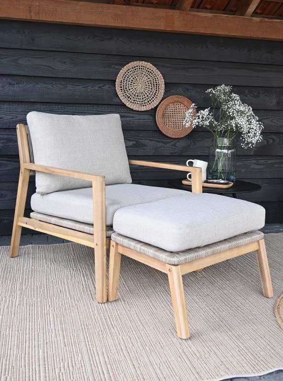 Tuinstoelen met voetenbank 