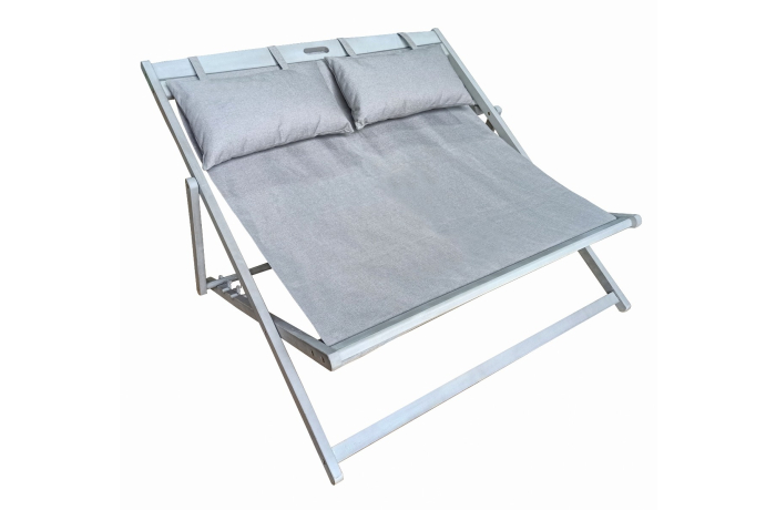Durham 2-persoons Strandstoel Fossil Grey Acacia – Comfortabel & Stijlvol