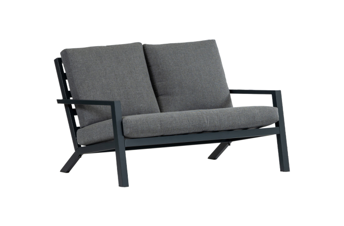 Loungebank Bezano | 2-persoons | Matt Black/Grey | Aluminium Bezano-Grey-2zits