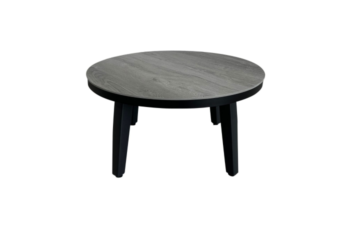 Mykonos ronde bijzettafel grijs zwart 73cm - ronde grijze bijzettafels kunststof - 4 Seizoenen Tuinmeubelen