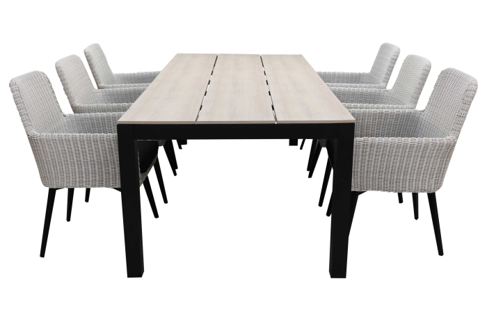 Pisa 7 delige tuinset-Pisa tuinstoel White-wicker vlechtwerk-cyprus tuintafel-polywood 
