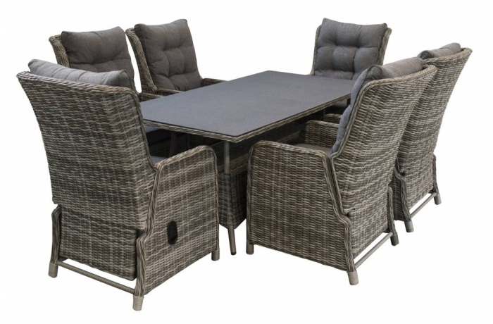 Showmodel | 7-delige tuinset | 6 Dublin verstelbare stoelen | 180cm tuintafel