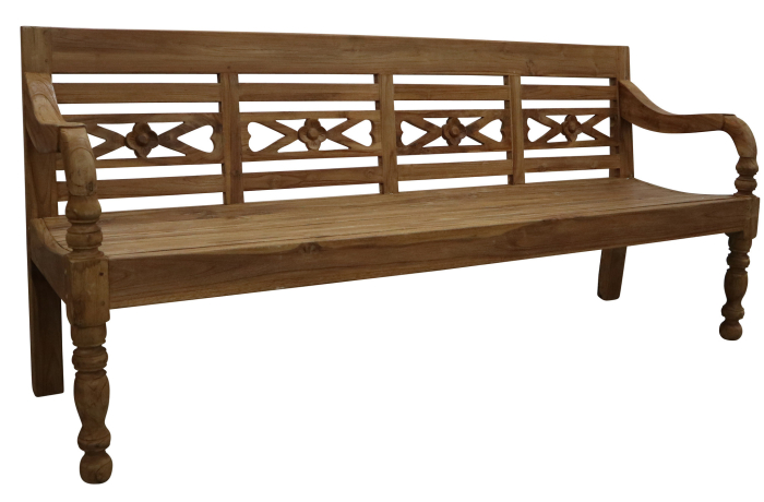 Stationsbank 2-zits | 100cm | Teakhout voorbeeld motief