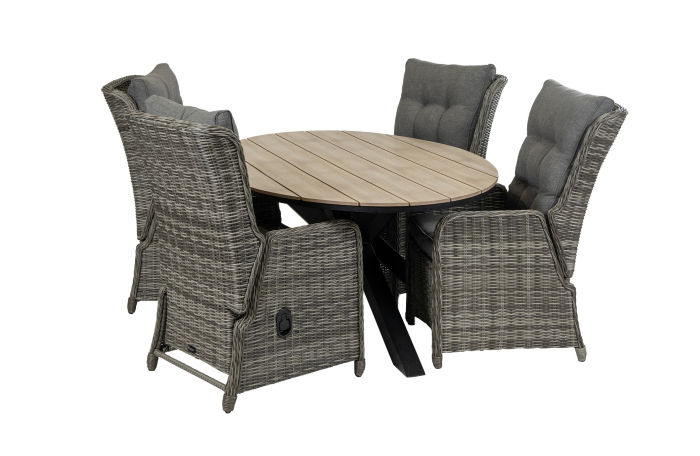 5-delige tuinset - 4 Dublin verstelbare stoelen-180cm ovale Cyprus tuintafel