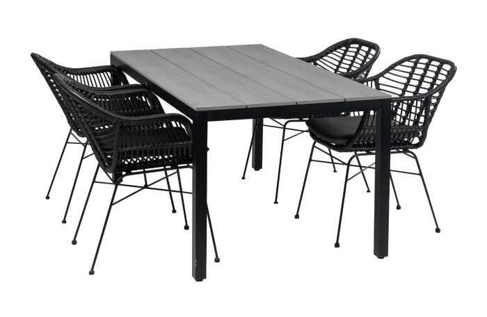 5-delige tuinset | 4 Oslo dining tuinstoelen | 160cm Cyprus tuintafel