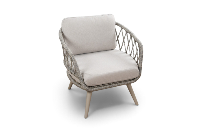 Low dining tuinstoel Aurora Sand Sable van aluminium en rope