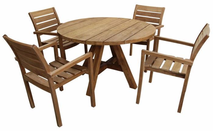 Bulu tuinset-5 delige tuinset-Bulu tuinstoel-Teakhout-ronde tuintafel