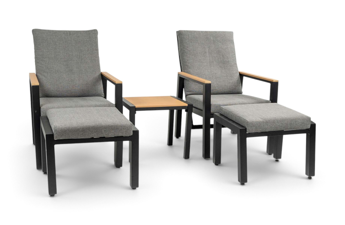Lesli Living Duo Loungeset Coda Charcoal van aluminium