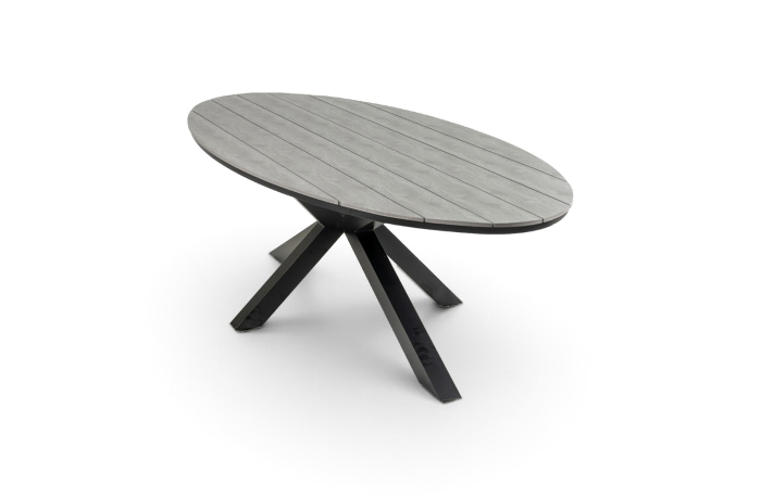 Ovale tuintafel cyprus grey black polywood aluminium