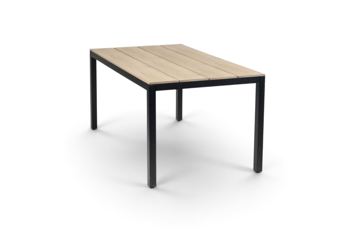 Rechthoekige tuintafel cyprus wood black polywood aluminium