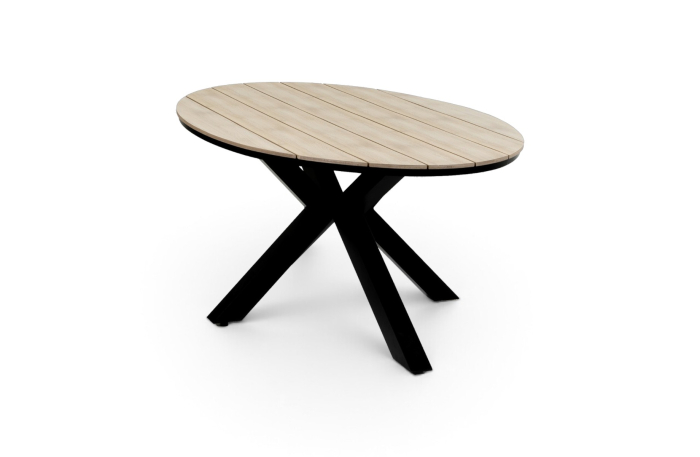 Ovale tuintafel cyprus wood black polywood aluminium