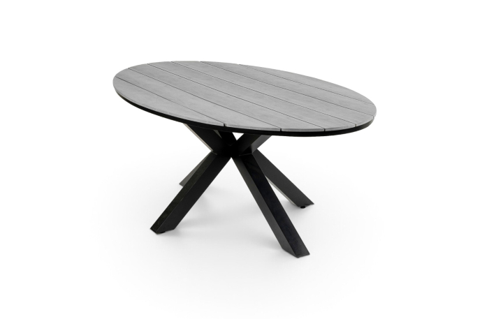 Ovale tuintafel cyprus grey black polywood aluminium