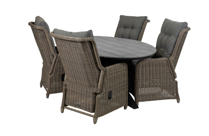 Dublin ovale tuinset-Dublin verstelbare tuinstoel-sweet brown-ovale cyprus tuintafel-polywood tuintafel-wicker-aluminium frame