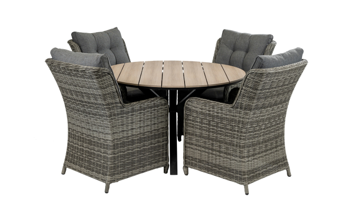 Dublin-tuinset-cyprus-rond-ashgrey-polywood tuintafel-4-seizoenen-tuinmeubelen