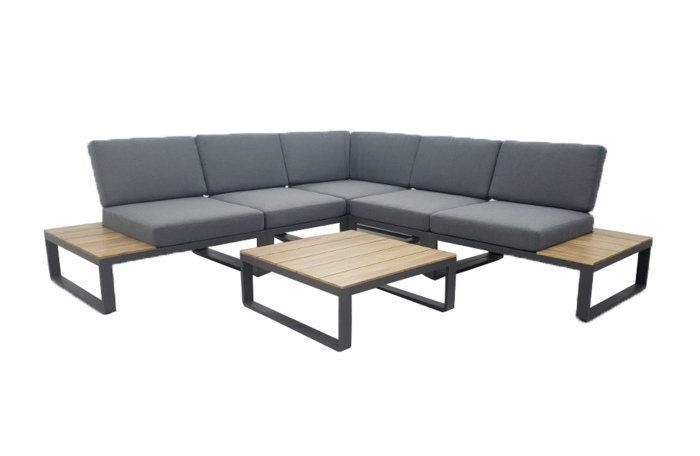 Hoek Loungeset Albufeira | Antraciet | Acacia & Aluminium | Eurofar