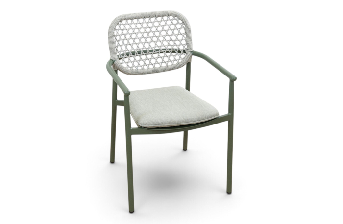 Dining tuinstoel Lecce Groen van aluminium en rope