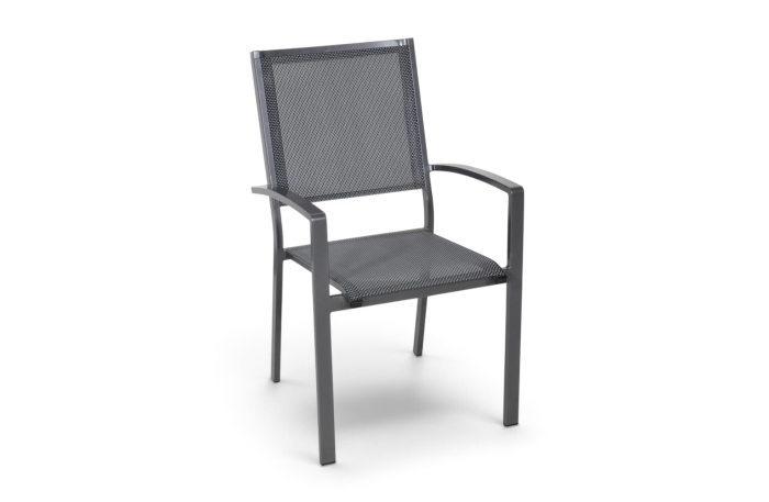 Lesli Living stapelbare tuinstoel Mojito Negro Grey van aluminium en textileen
