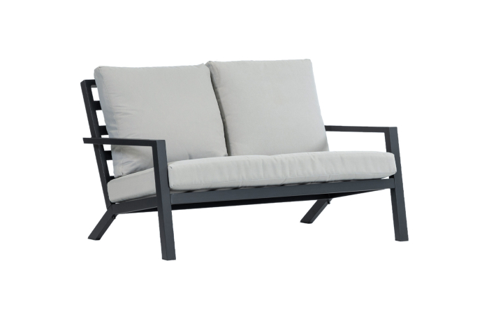 Loungebank Bezano-2-persoons-Matt Black/Off White-Aluminium 
