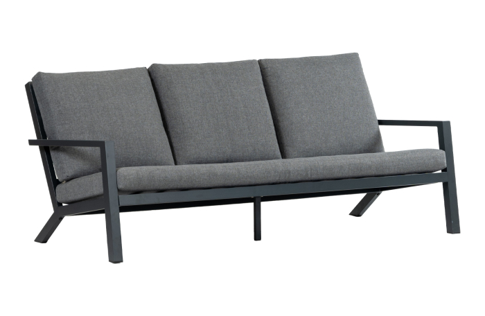 Loungebank Bezano | 3-persoons | Matt Black/Grey | Aluminium 