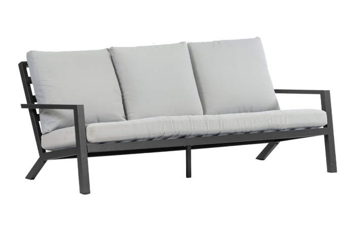 Loungebank Bezano | 3-persoons | Matt Black/Off White | Aluminium  | afmetingen