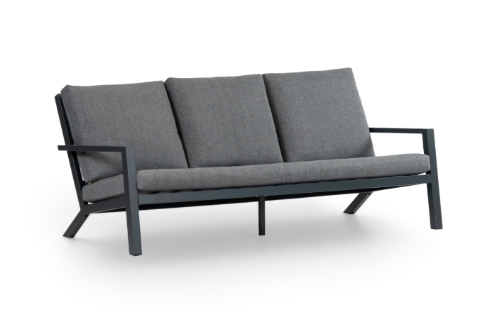 Loungebank 3 persoons Bezano Matt Black Grey Aluminium