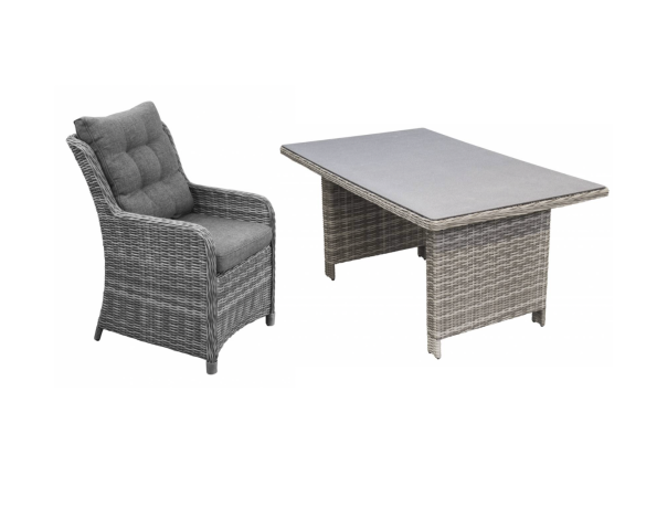 luxe-wicker-tuinset-4 personen-rechthoekige-tuintafel-grijs-dublin-comfortabele-wicker-tuinstoel