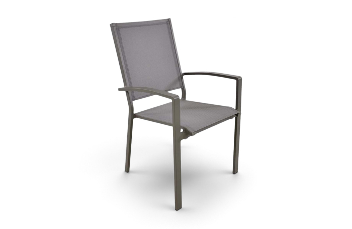 Lesli Living Stapelbare tuinstoel Mojito Pardo Grey van aluminium en textileen