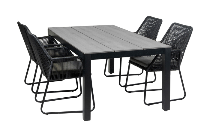 Mona tuinset-5 delige tuinset-Rope tuinstoel black kleur-Cyprus tuintafel-grey kleur
