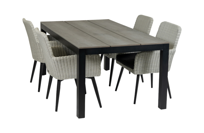 Pisa tuinset-5 delige tuinset-Pisa tuinstoel-White-cyprus tuintafel-polywood-wicker-aluminium frame