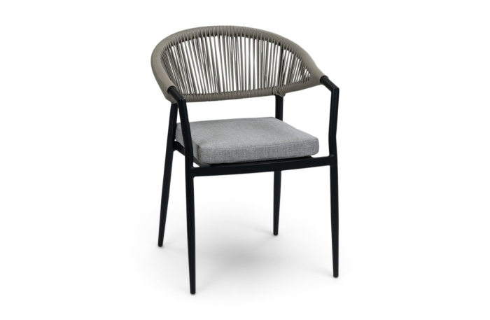 Stapelbare tuinstoel Brugge Black Off Sand van rope en aluminium