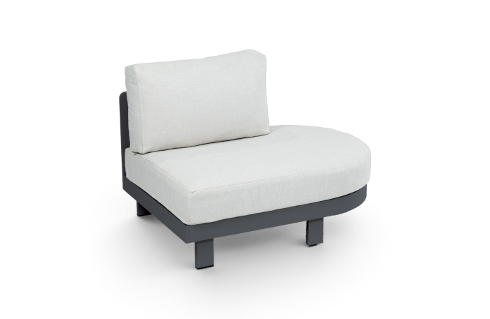 Ovale bankdeel modulaire loungeset tulum beige black aluminium
