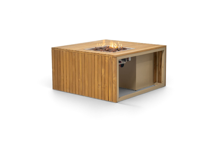 Vuurtafel Mida Sand Teak Aluminium