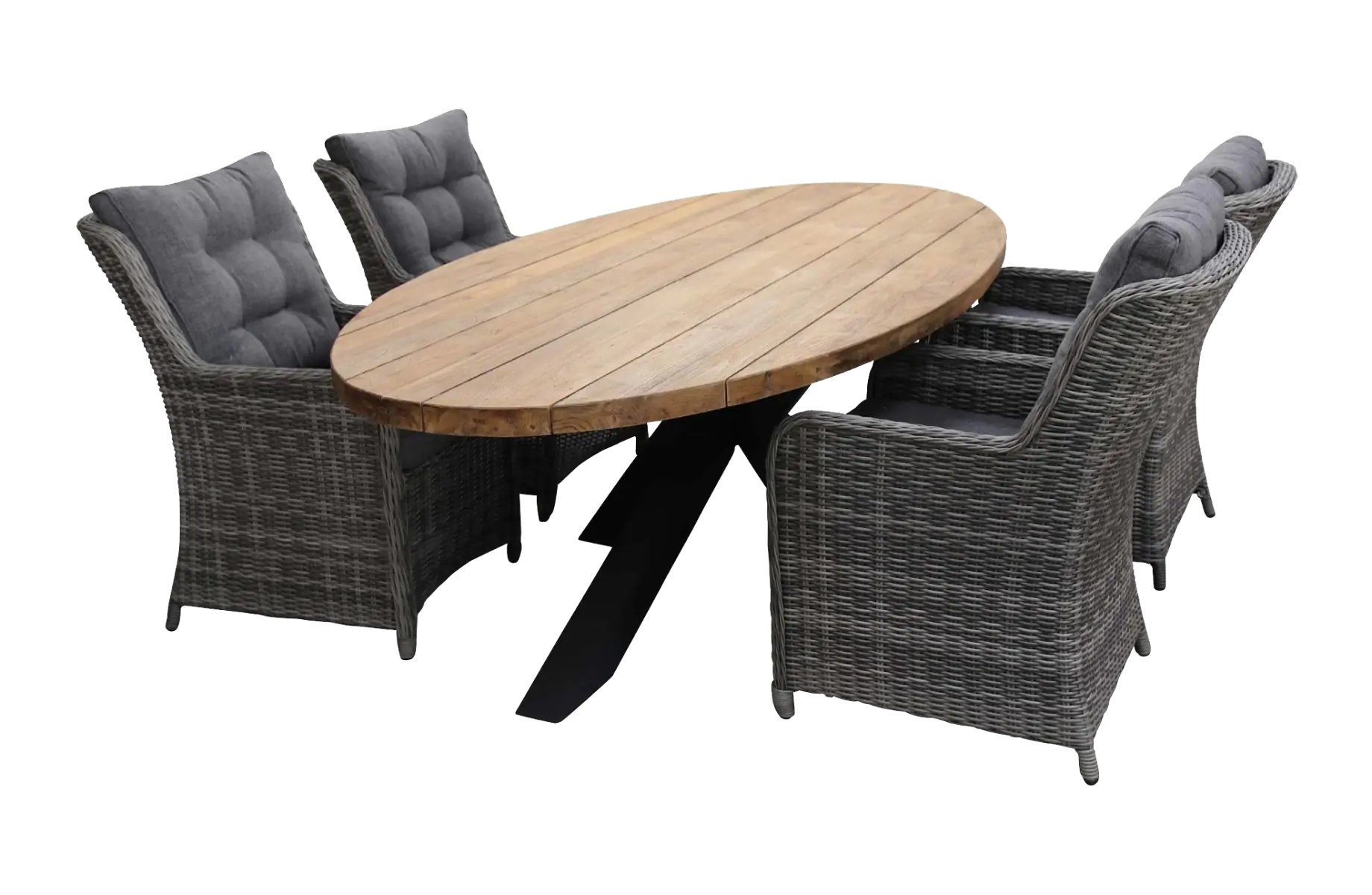 Dublin tuinset-5 delige tuinset-Dublin tuinstoel-Ash grey-Teakhouten tuintafel-wicker-aluminium frame
