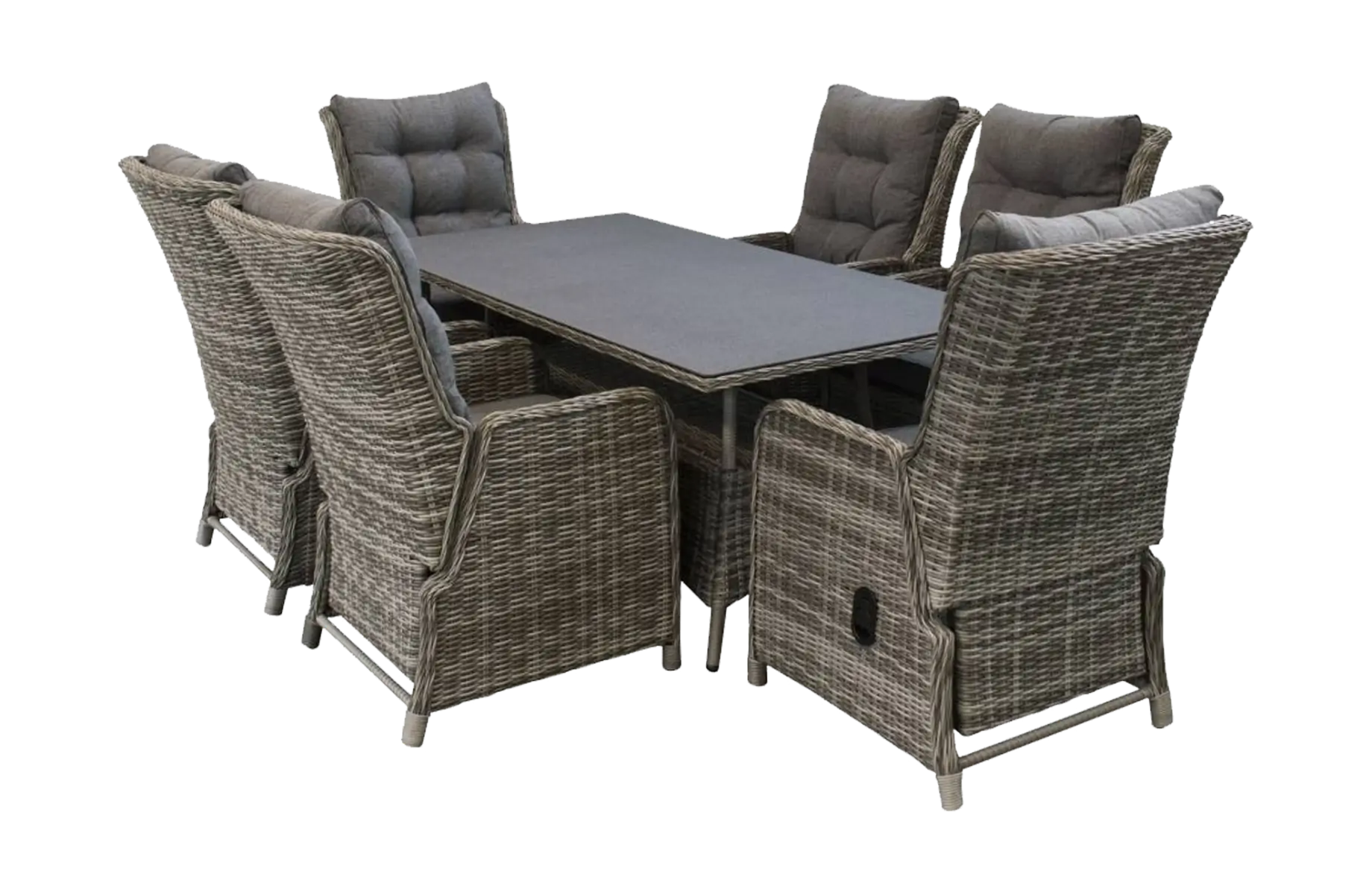 Showmodel | 7-delige tuinset | 6 Dublin verstelbare stoelen (AG) | 180cm tuintafel (keramiek