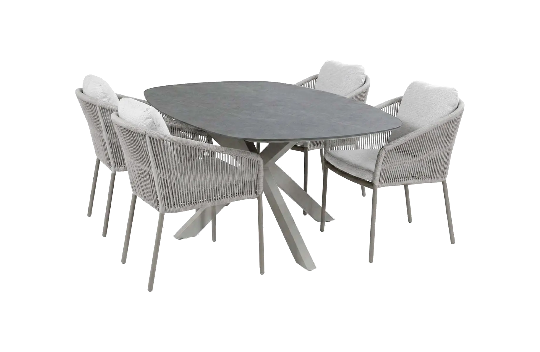 5-delige tuinset | 4 Alezio tuinstoelen (Beige) | Tuintafel Barletta 180x115cm Camel & Desert Pearl