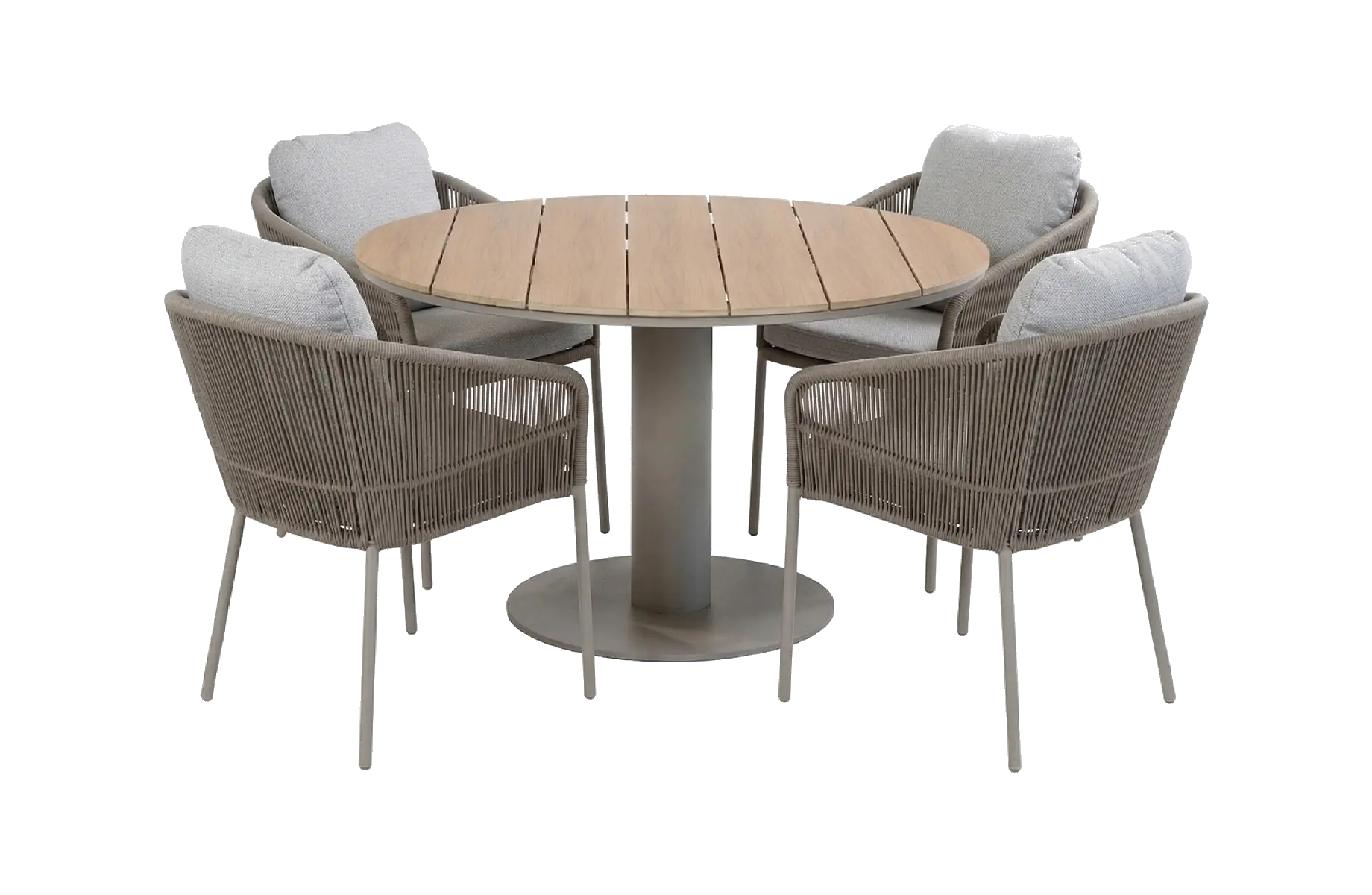 5-delige ronde tuinset | 4 Alezio tuinstoelen | Tuintafel Tower ø120cm
