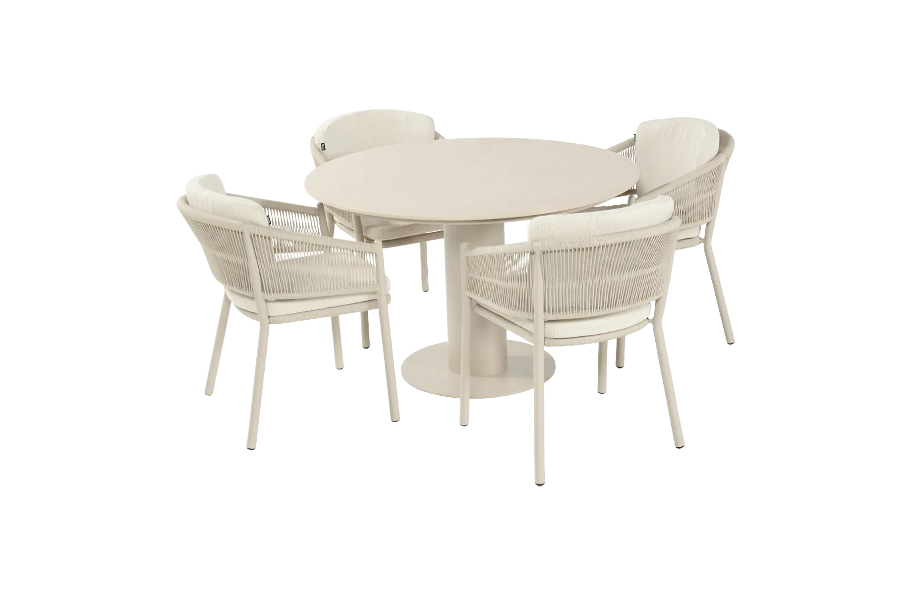 5-delige ronde tuinset | 4 Altea tuinstoelen (Sand) | Tuintafel Girona ø120cm (Sand)