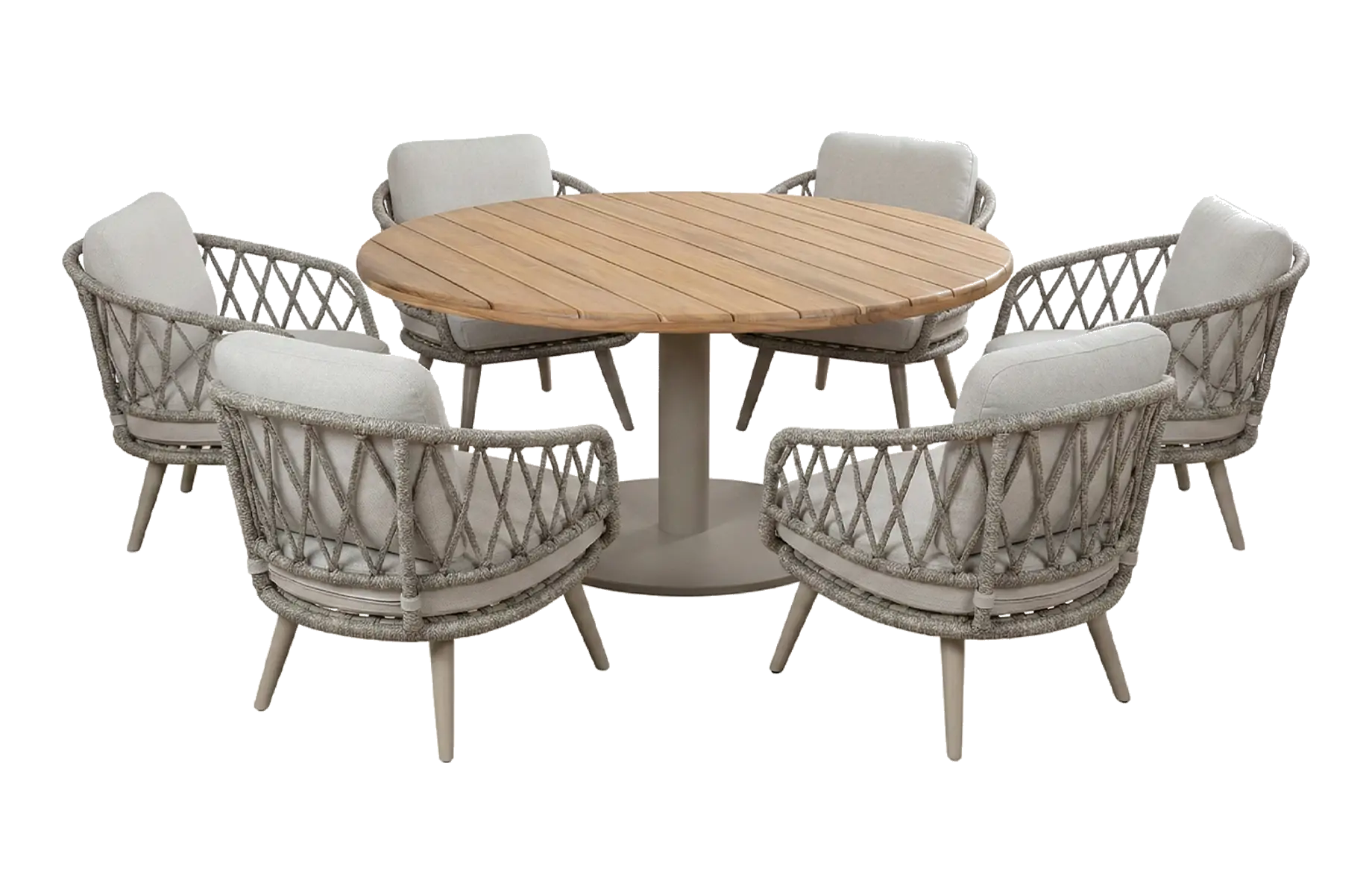 7-delige ronde tuinset | 6 Aurora tuinstoelen | Tuintafel Aurora ø140cm