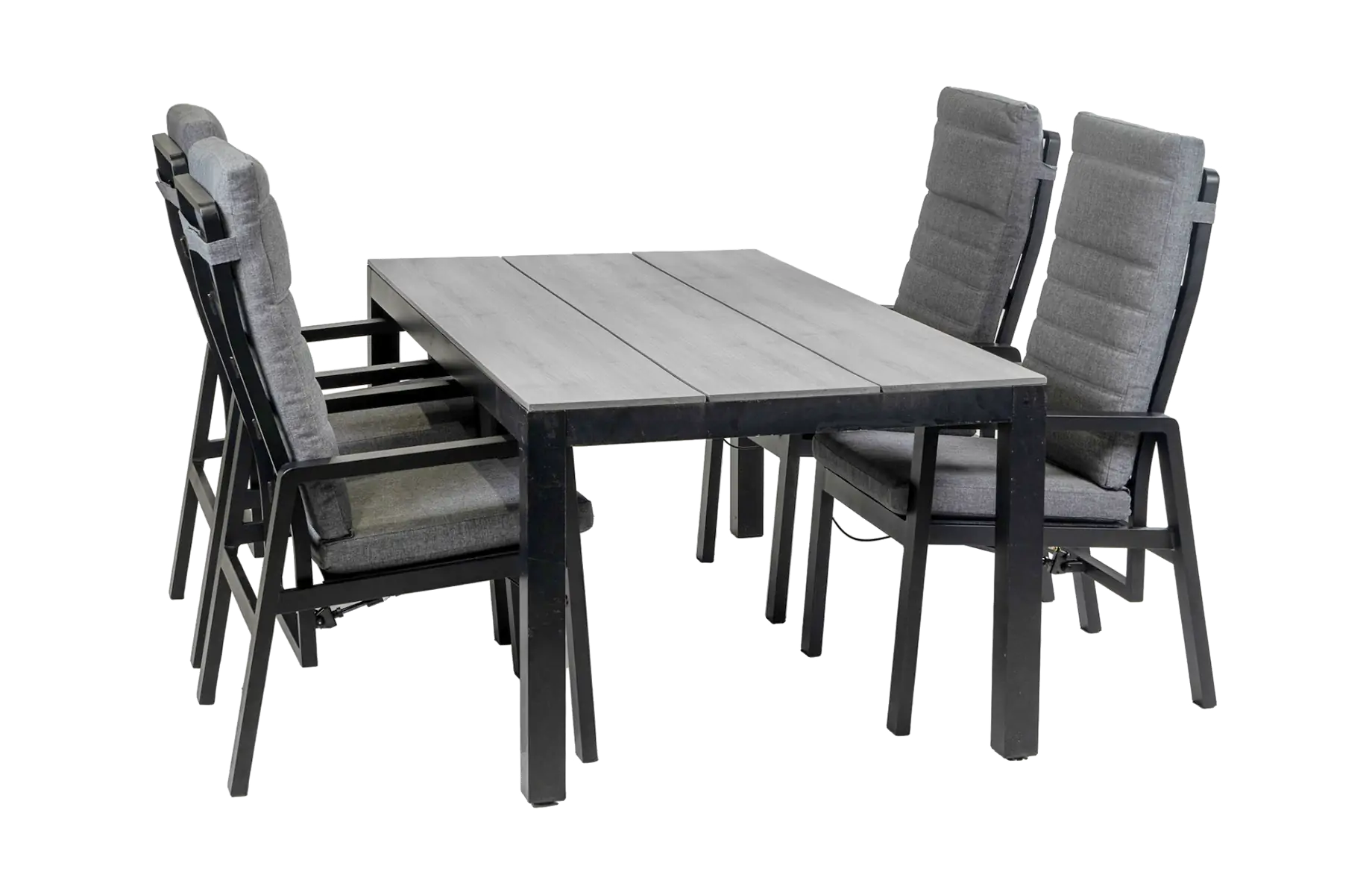5-Delige tuinset | 4 Berlijn tuinstoelen (Black) | Tuintafel Cyprus 180x100cm (Grey)