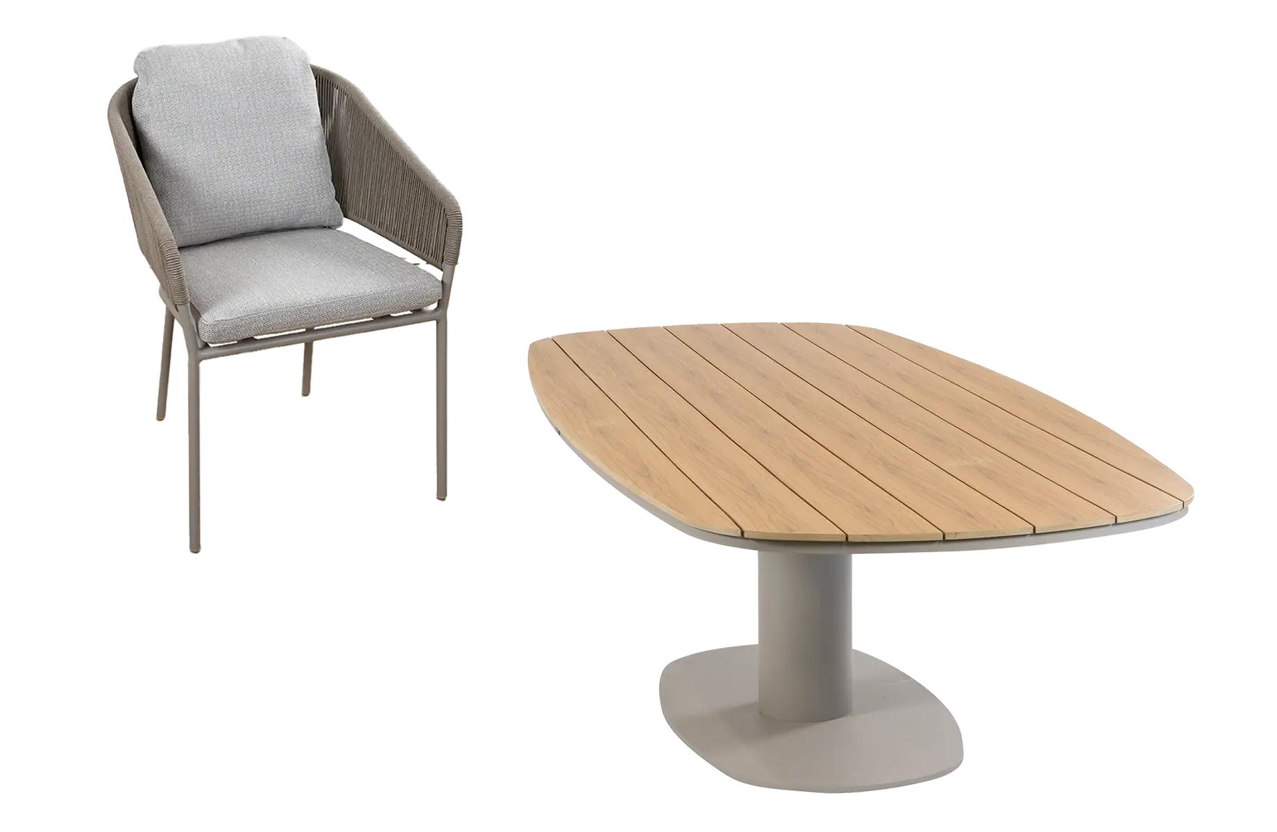 9-delige tuinset | 8 Brindsi tuinstoelen (Latte & Camel) | Tuintafel Tower 260cm (Camel) 