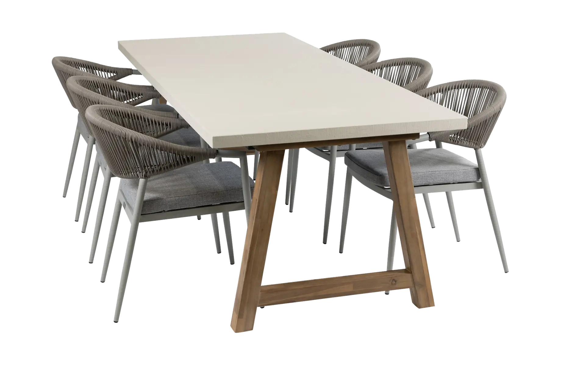 7-delige tuinset | 6 Brugge tuinstoelen (Sand) | Tuintafel Rock 235x95 cm (Sand)