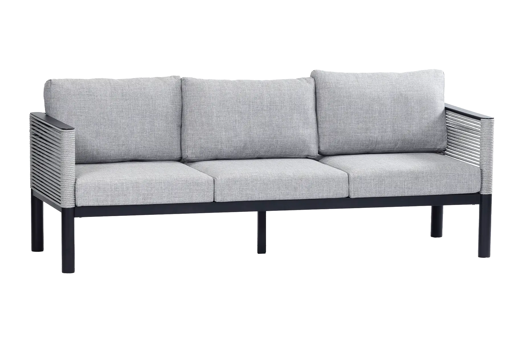 Loungebank Cuba | 3-persoons | Black | Rope & Aluminium