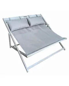 Durham 2-persoons Strandstoel Fossil Grey Acacia – Comfortabel & Stijlvol