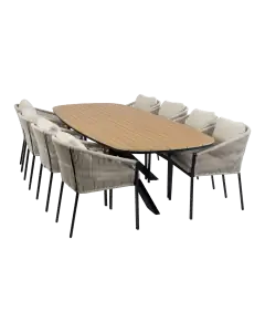 9-delige tuinset | 8 Elvira tuinstoelen (Black) | Tuintafel Cadiz 280x115cm (Black)