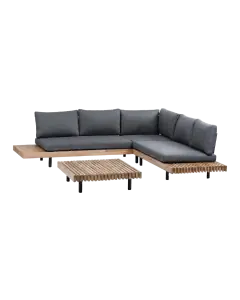 Hoek Loungeset Lissabon 3-delig | Acacia Teaklook & Antraciet | Inclusief loungetafel