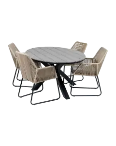 Mona 5 delige tuinset-Rope tuinstoel-aluminium frame-cyprus tuintafel-grey-aluminium frame
