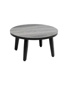 Mykonos stijlvolle ronde bijzettafel grijs zwart 58cm - ronde grijze bijzettafels kunststof - 4 Seizoenen Tuinmeubelen