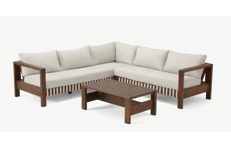 3-delige Hoek Loungeset Zambra | Off White, Acacia & Rope | Eurofar