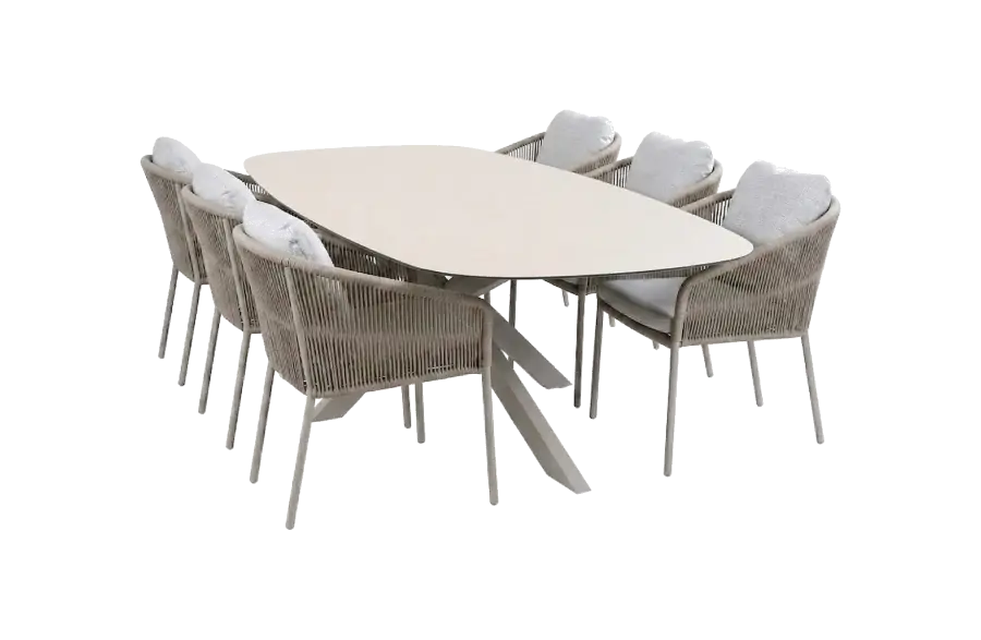 7-delige tuinset | 6 Alezio tuinstoelen | Tuintafel Malaga 240x115cm