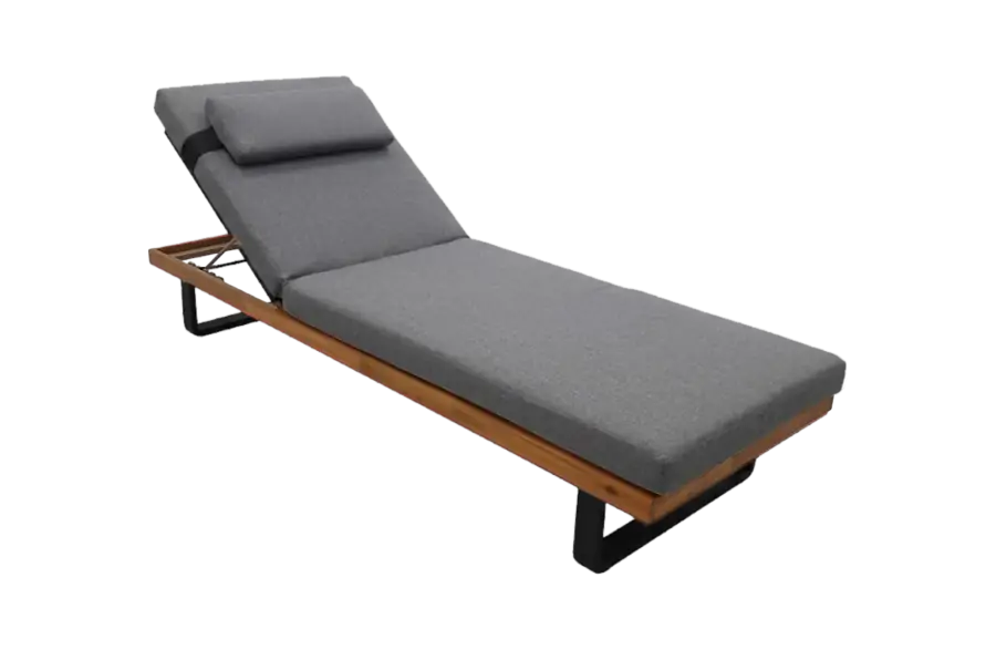 Ligbed Bastan | Grey & Black | Aluminium & Acaciahout